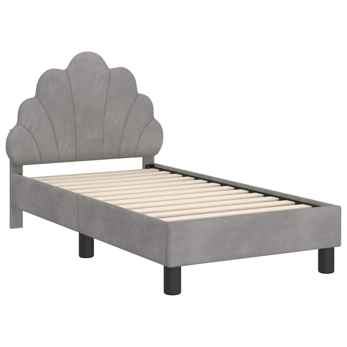 Cadru de pat pentru copii cu spătar Gri deschis 70 x 140 cm WALTI