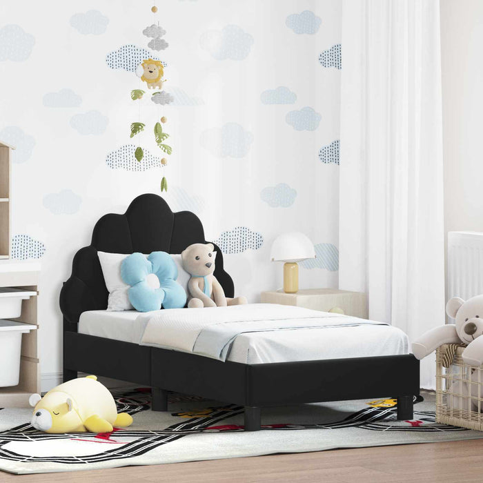 Cadru de pat pentru copii cu spătar Negru 70 x 140 cm Catifea - WALTI WALTI