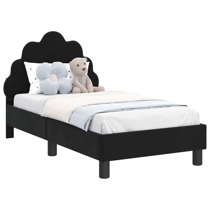 Cadru de pat pentru copii cu spătar Negru 70 x 140 cm Catifea - WALTI WALTI