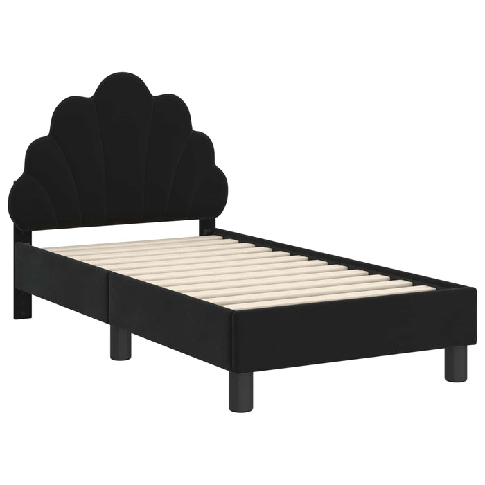 Cadru de pat pentru copii cu spătar Negru 70 x 140 cm Catifea - WALTI WALTI