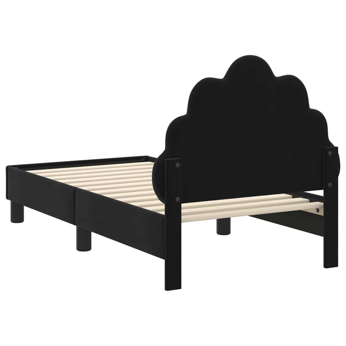 Cadru de pat pentru copii cu spătar Negru 70 x 140 cm Catifea - WALTI WALTI