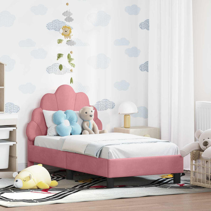 Cadru de pat pentru copii cu spătar Roz 70 x 140 cm Catifea WALTI