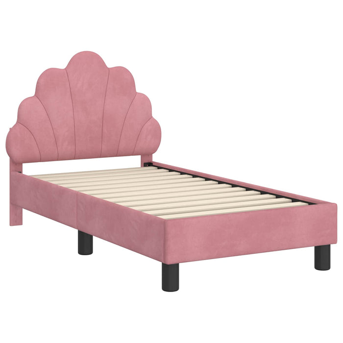 Cadru de pat pentru copii cu spătar Roz 70 x 140 cm Catifea WALTI