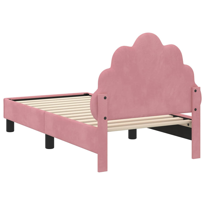 Cadru de pat pentru copii cu spătar Roz 70 x 140 cm Catifea WALTI