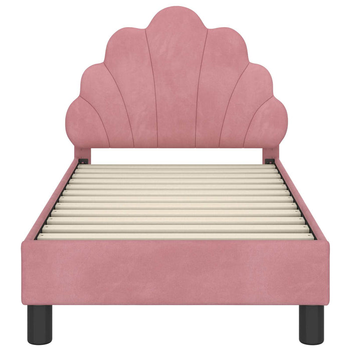 Cadru de pat pentru copii cu spătar Roz 70 x 140 cm Catifea WALTI