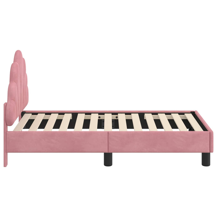 Cadru de pat pentru copii cu spătar Roz 70 x 140 cm Catifea WALTI