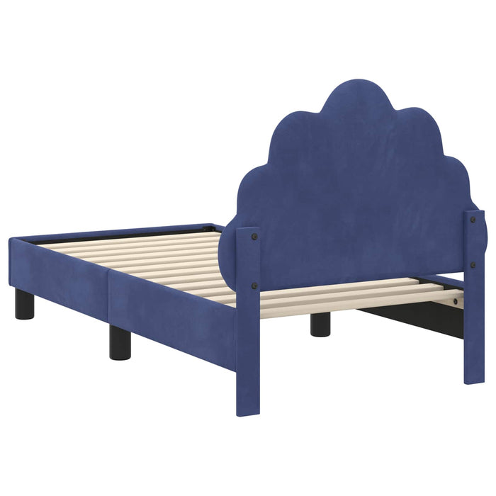 Cadru de pat pentru copii cu spătar Albastru Poliție Catifea - WALTI WALTI