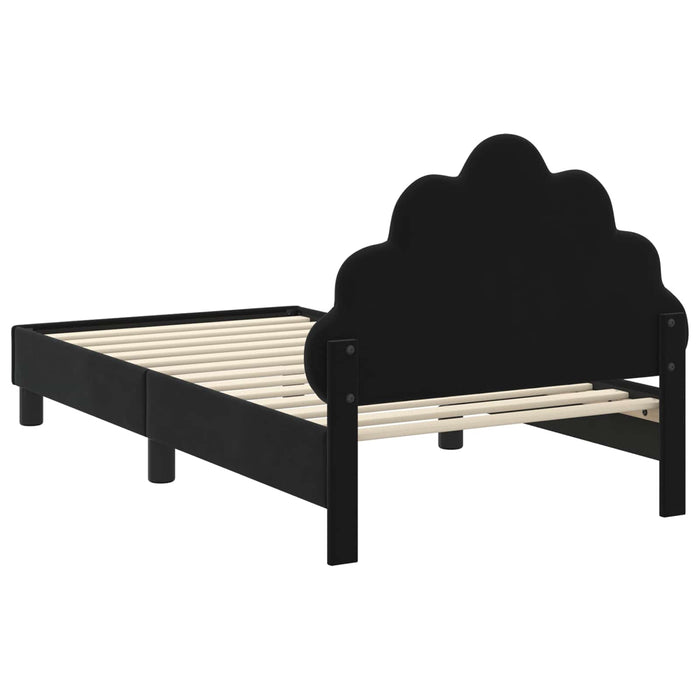 Cadru de pat pentru copii cu spătar Negru 80 x 160 cm Catifea WALTI