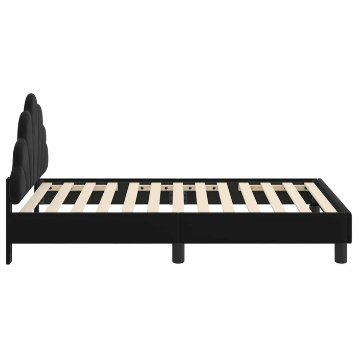 Cadru de pat pentru copii cu spătar Negru 80 x 160 cm Catifea WALTI