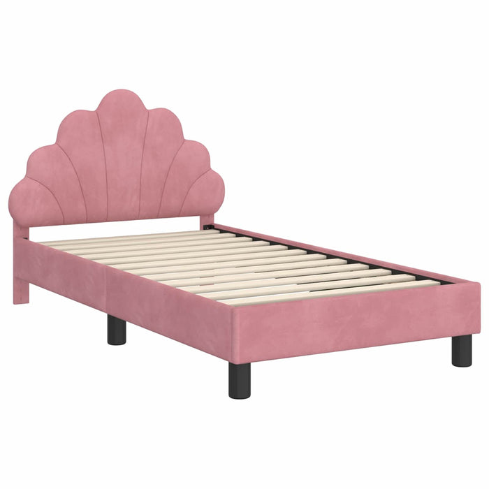 Cadru de pat pentru copii cu spătar Roz 80 x 160 cm Catifea WALTI