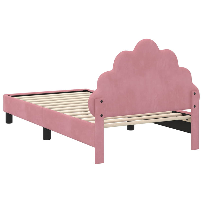 Cadru de pat pentru copii cu spătar Roz 80 x 160 cm Catifea WALTI