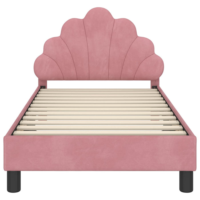 Cadru de pat pentru copii cu spătar Roz 80 x 160 cm Catifea WALTI