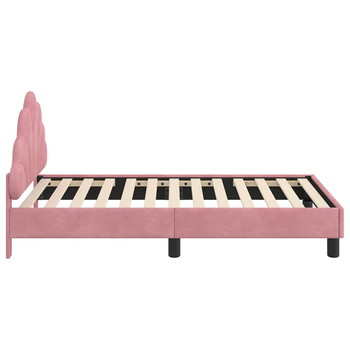 Cadru de pat pentru copii cu spătar Roz 80 x 160 cm Catifea WALTI