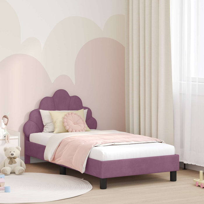 Cadru de pat pentru copii cu spătar Violet 80 x 160 cm Catifea WALTI
