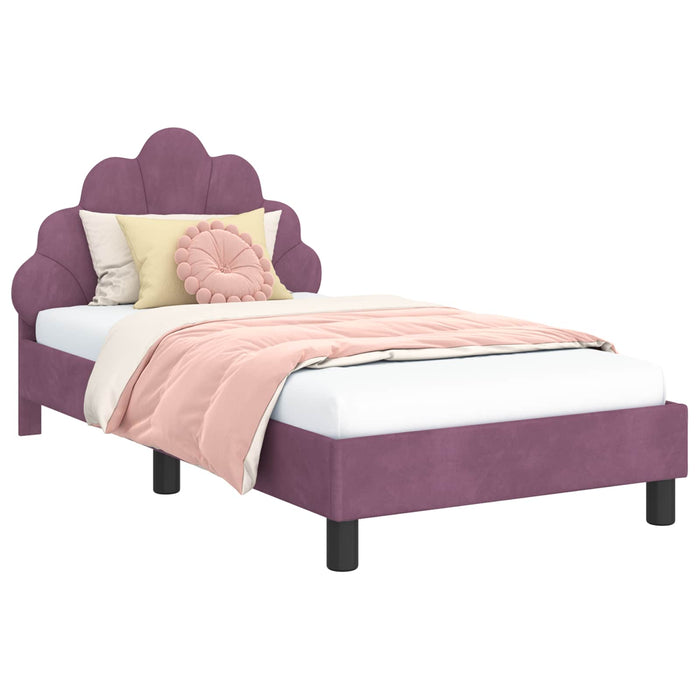 Cadru de pat pentru copii cu spătar Violet 80 x 160 cm Catifea WALTI