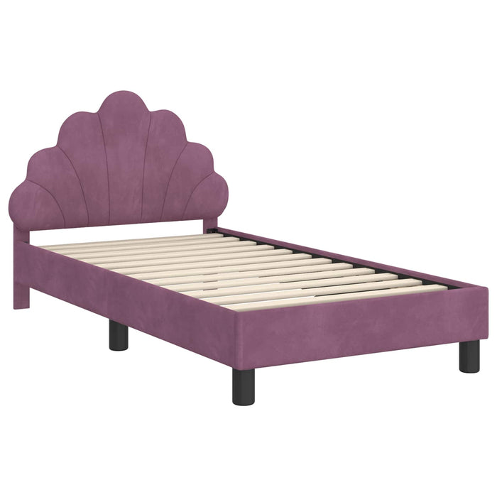 Cadru de pat pentru copii cu spătar Violet 80 x 160 cm Catifea WALTI