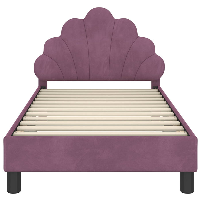 Cadru de pat pentru copii cu spătar Violet 80 x 160 cm Catifea WALTI
