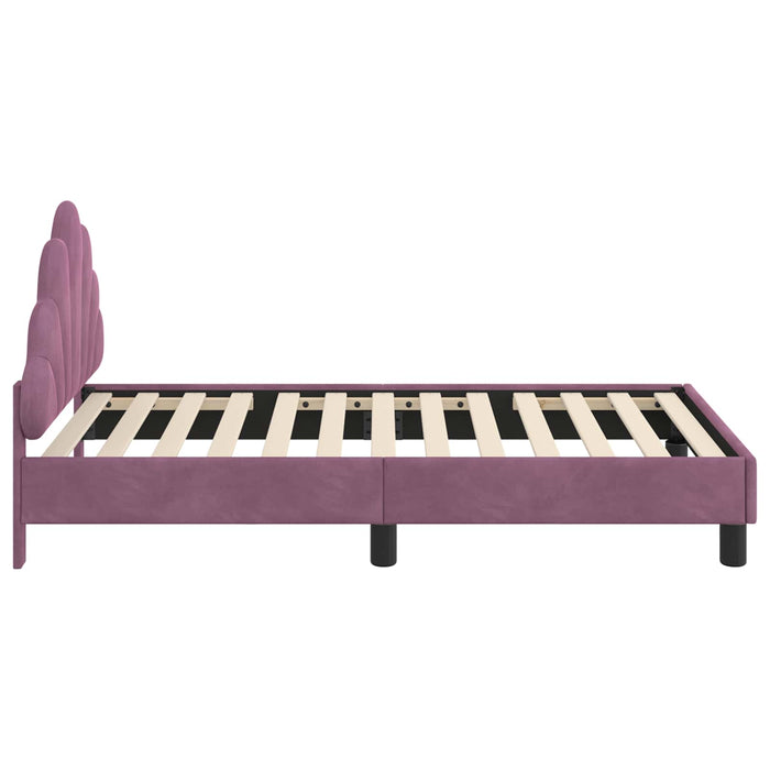 Cadru de pat pentru copii cu spătar Violet 80 x 160 cm Catifea WALTI