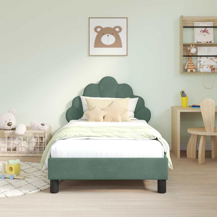 Cadru de pat pentru copii cu spătar Verde Mării 80 x 160 cm WALTI