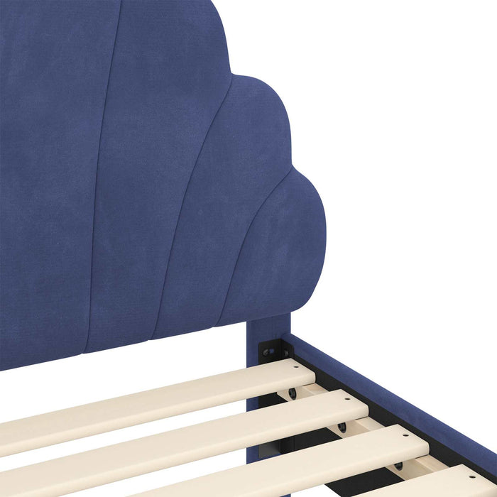 Cadru de pat pentru copii cu spătar Albastru Poliție Catifea WALTI