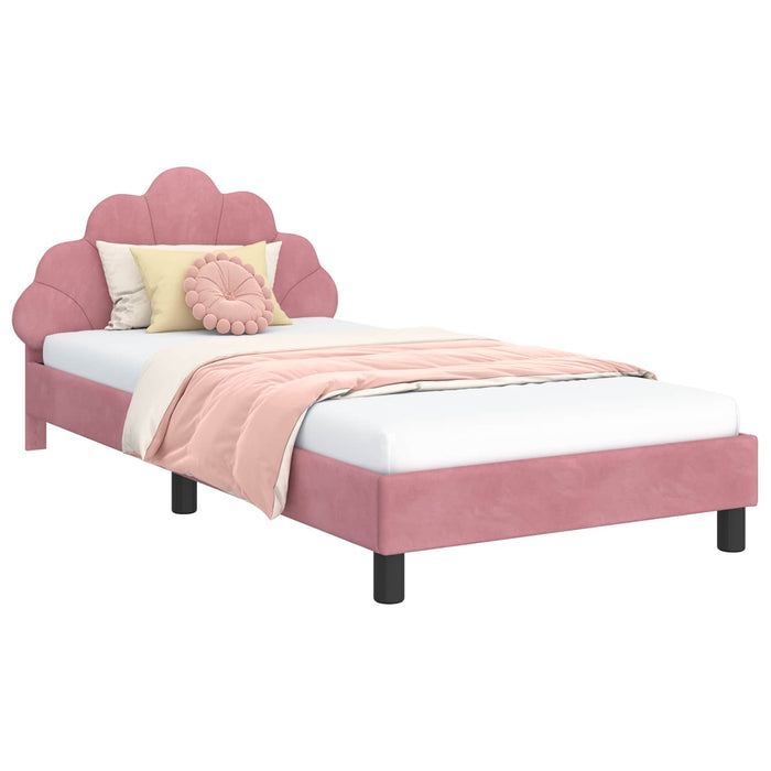 Cadru de pat pentru copii cu spătar Roz 80 x 200 cm Catifea WALTI