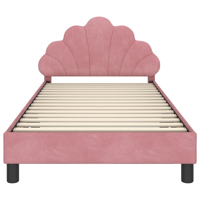 Cadru de pat pentru copii cu spătar Roz 80 x 200 cm Catifea WALTI