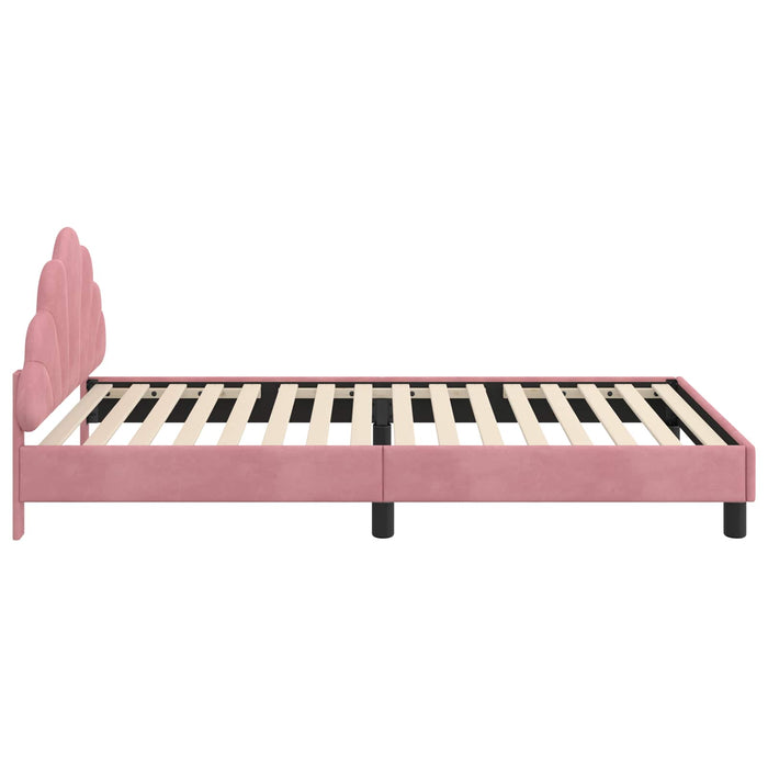 Cadru de pat pentru copii cu spătar Roz 80 x 200 cm Catifea WALTI