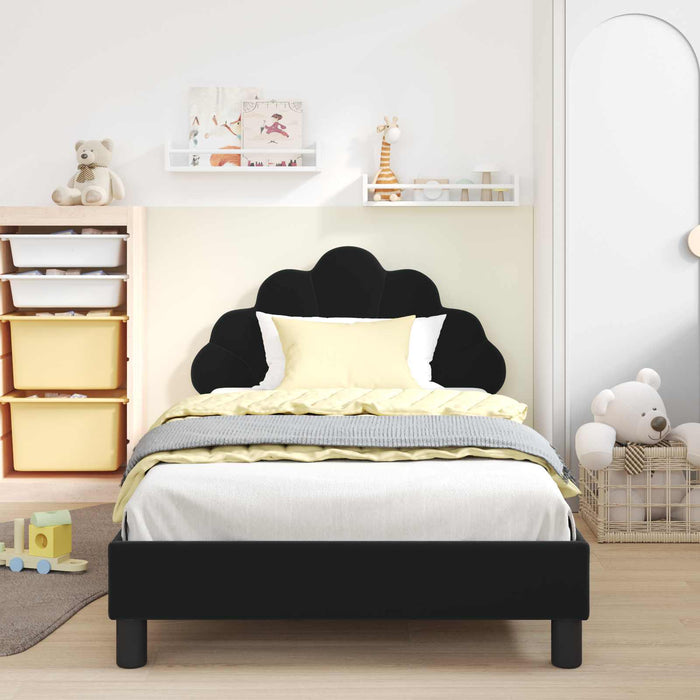Cadru de pat pentru copii cu spătar Negru 90 x 200 cm Catifea - WALTI WALTI