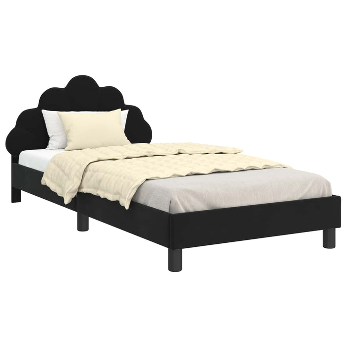 Cadru de pat pentru copii cu spătar Negru 90 x 200 cm Catifea - WALTI WALTI