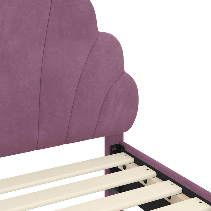 Cadru de pat pentru copii cu spătar Violet 90 x 200 cm Catifea WALTI