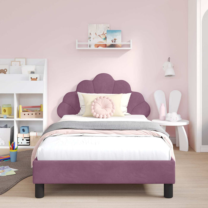 Cadru de pat pentru copii cu spătar Violet 90 x 200 cm Catifea WALTI