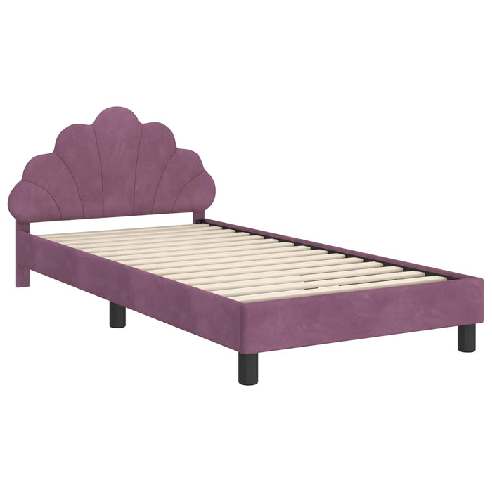 Cadru de pat pentru copii cu spătar Violet 90 x 200 cm Catifea WALTI
