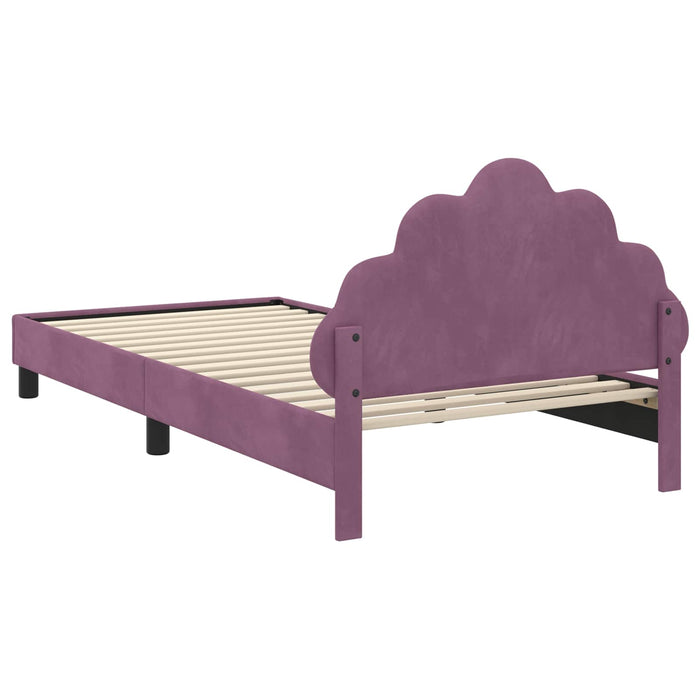 Cadru de pat pentru copii cu spătar Violet 90 x 200 cm Catifea WALTI