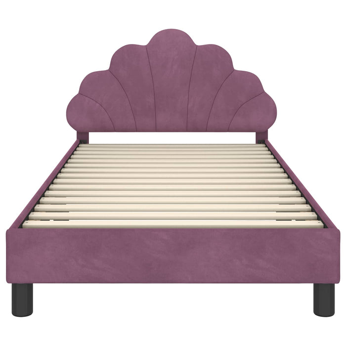 Cadru de pat pentru copii cu spătar Violet 90 x 200 cm Catifea WALTI