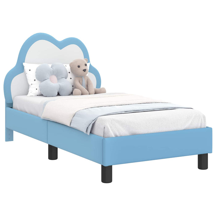 Cadru de pat pentru copii cu spătar albastru 70 x 140 cm PU - WALTI WALTI