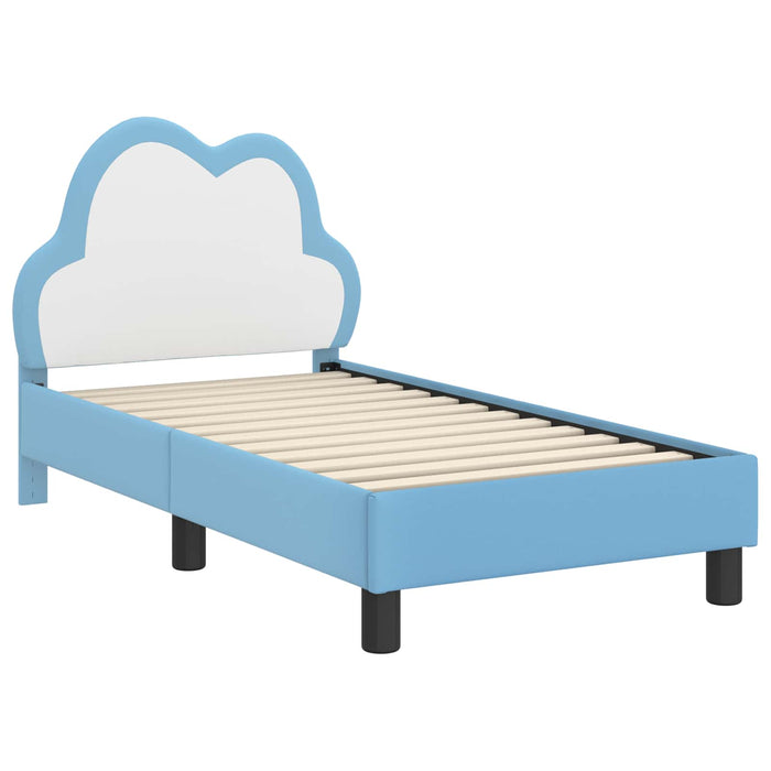 Cadru de pat pentru copii cu spătar albastru 70 x 140 cm PU - WALTI WALTI