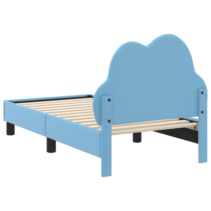 Cadru de pat pentru copii cu spătar albastru 70 x 140 cm PU - WALTI WALTI