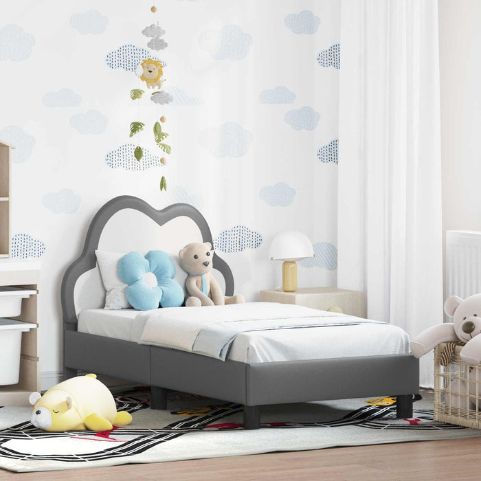 Cadru de pat pentru copii cu spătar Gri deschis 70 x 140 cm PU - WALTI WALTI
