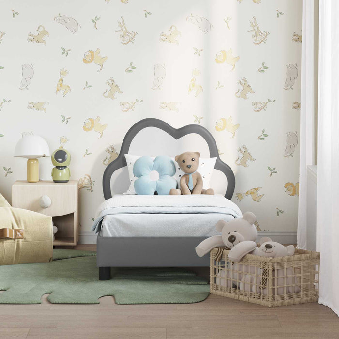 Cadru de pat pentru copii cu spătar Gri deschis 70 x 140 cm PU - WALTI WALTI