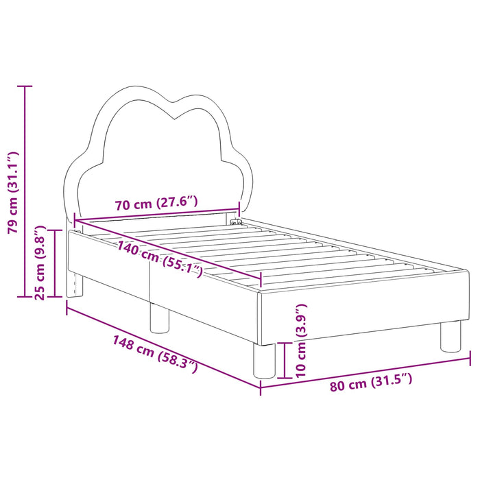 Cadru de pat pentru copii cu spătar Gri deschis 70 x 140 cm PU - WALTI WALTI
