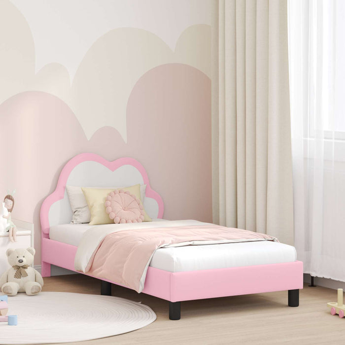 Cadru de pat pentru copii cu spătar Roz 80 x 160 cm PU WALTI
