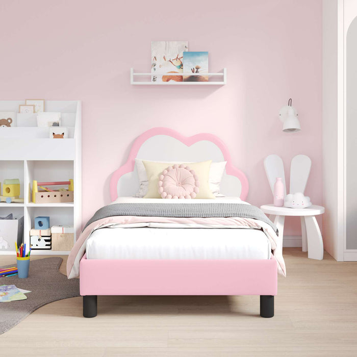Cadru de pat pentru copii cu spătar Roz 80 x 160 cm PU WALTI