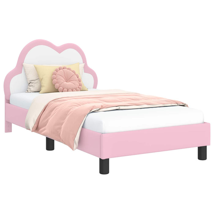 Cadru de pat pentru copii cu spătar Roz 80 x 160 cm PU WALTI