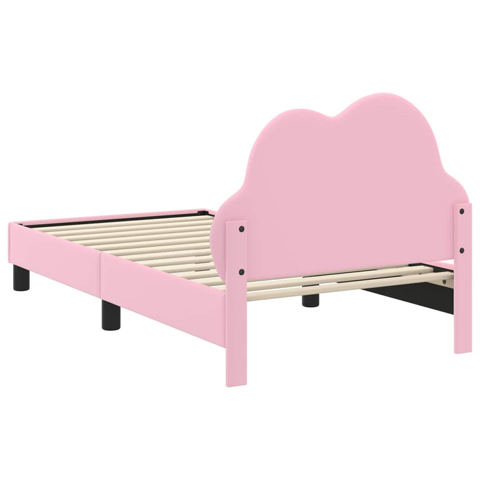 Cadru de pat pentru copii cu spătar Roz 80 x 160 cm PU WALTI
