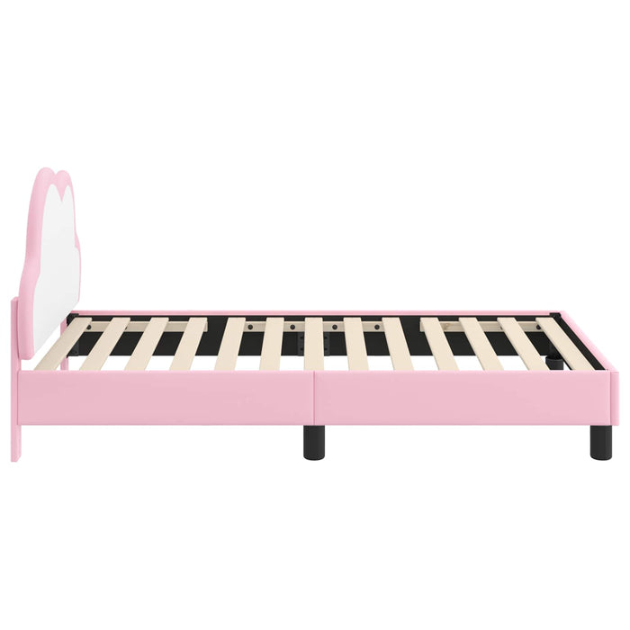 Cadru de pat pentru copii cu spătar Roz 80 x 160 cm PU WALTI