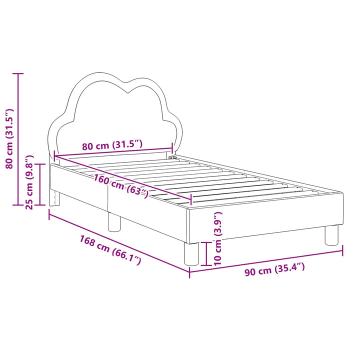 Cadru de pat pentru copii cu spătar Roz 80 x 160 cm PU WALTI