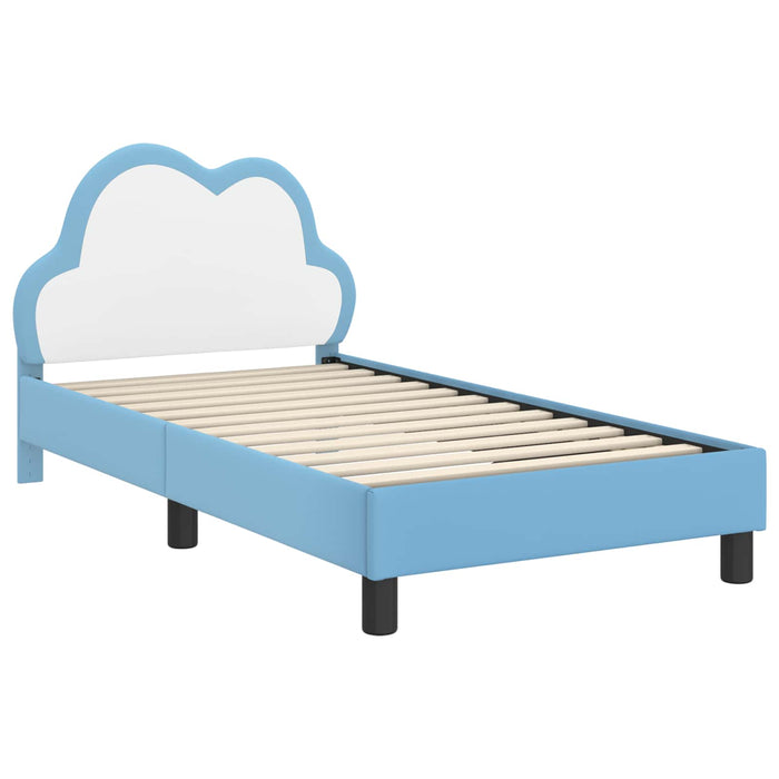 Cadru de pat pentru copii cu spătar albastru 80 x 160 cm PU WALTI