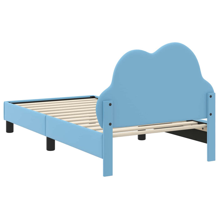 Cadru de pat pentru copii cu spătar albastru 80 x 160 cm PU WALTI