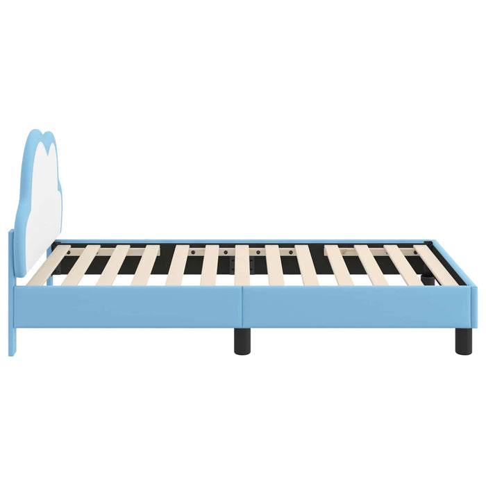 Cadru de pat pentru copii cu spătar albastru 80 x 160 cm PU WALTI