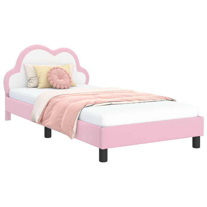Cadru de pat pentru copii cu spătar Roz 90 x 190 cm PU WALTI